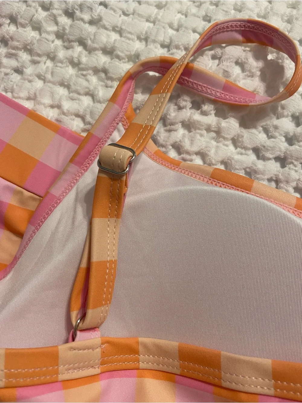 2XL Pink & Orange Gingham 3-Piece Swim Set